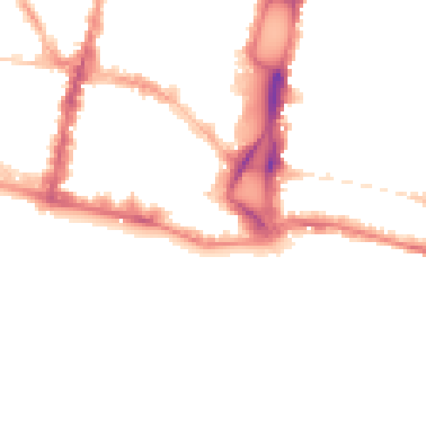 Night-time road noise heatmap for BN1 1NN