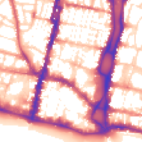 Daytime road noise heatmap for BN1 1RT