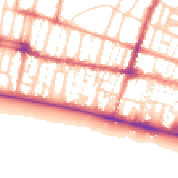 Daytime road noise heatmap for BN1 2BN