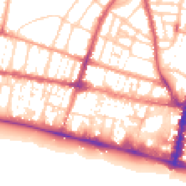 Daytime road noise heatmap for BN1 2LR