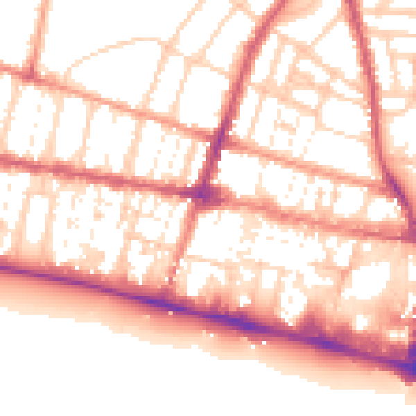 Daytime road noise heatmap for BN1 2LY