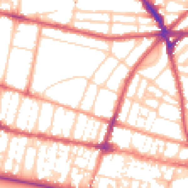 Daytime road noise heatmap for BN1 3AD