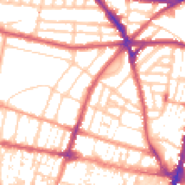 Daytime road noise heatmap for BN1 3AN