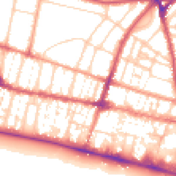 Daytime road noise heatmap for BN1 3BG