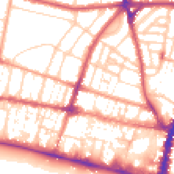 Daytime road noise heatmap for BN1 3DF