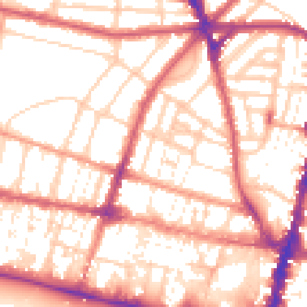Daytime road noise heatmap for BN1 3DH
