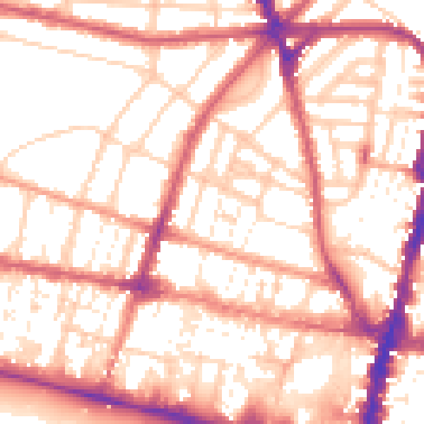 Daytime road noise heatmap for BN1 3DJ