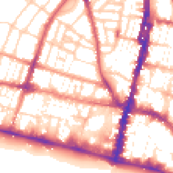 Daytime road noise heatmap for BN1 3EB