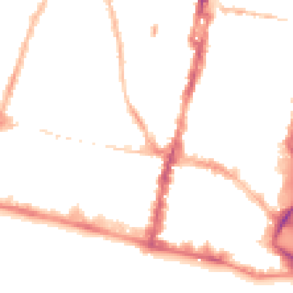 Night-time road noise heatmap for BN1 3EJ