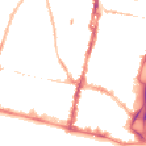 Night-time road noise heatmap for BN1 3FD