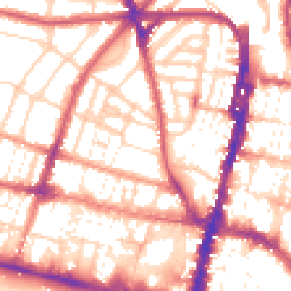 Daytime road noise heatmap for BN1 3HA