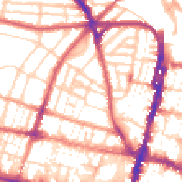 Daytime road noise heatmap for BN1 3HD