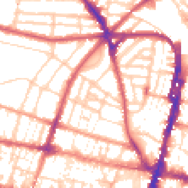 Daytime road noise heatmap for BN1 3HH