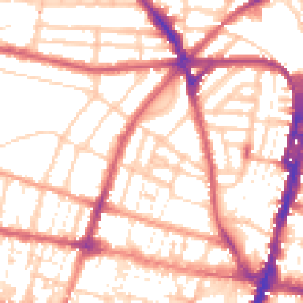 Daytime road noise heatmap for BN1 3HJ