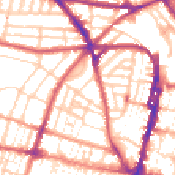 Daytime road noise heatmap for BN1 3HP