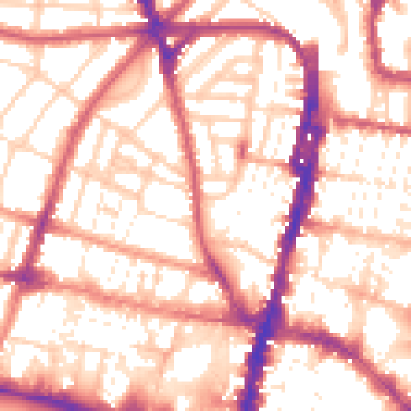 Daytime road noise heatmap for BN1 3JA