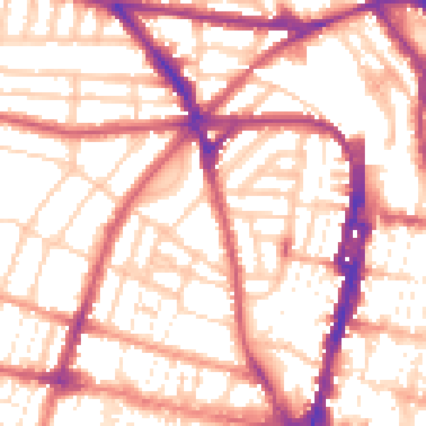 Daytime road noise heatmap for BN1 3JP
