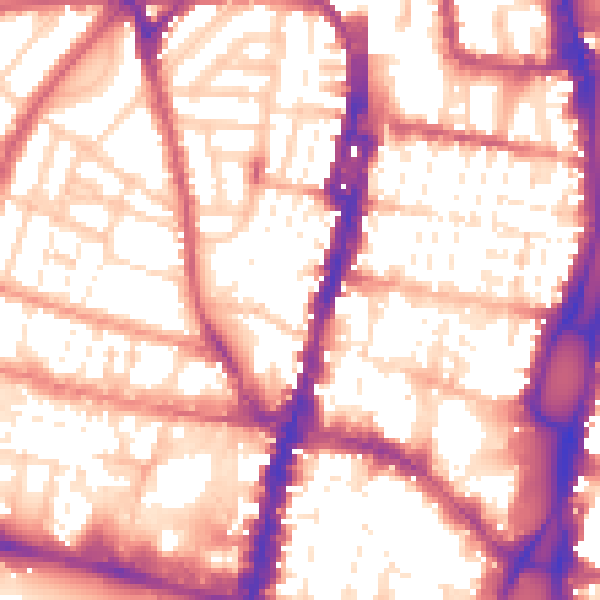 Daytime road noise heatmap for BN1 3LD