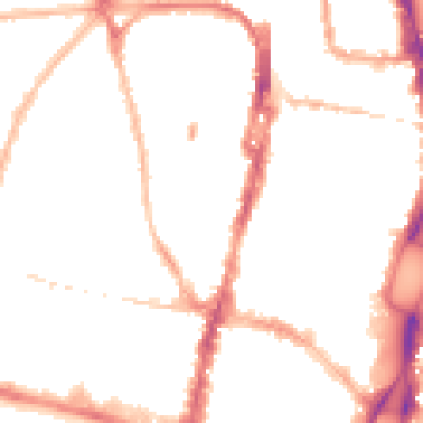 Night-time road noise heatmap for BN1 3LG