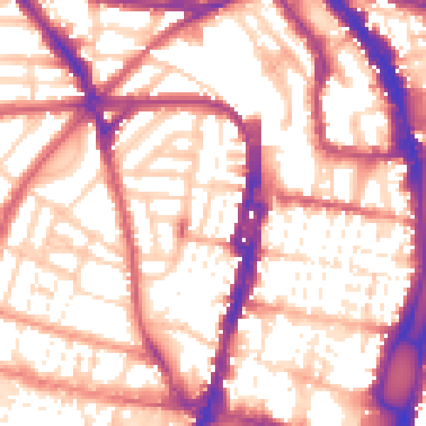 Daytime road noise heatmap for BN1 3LT