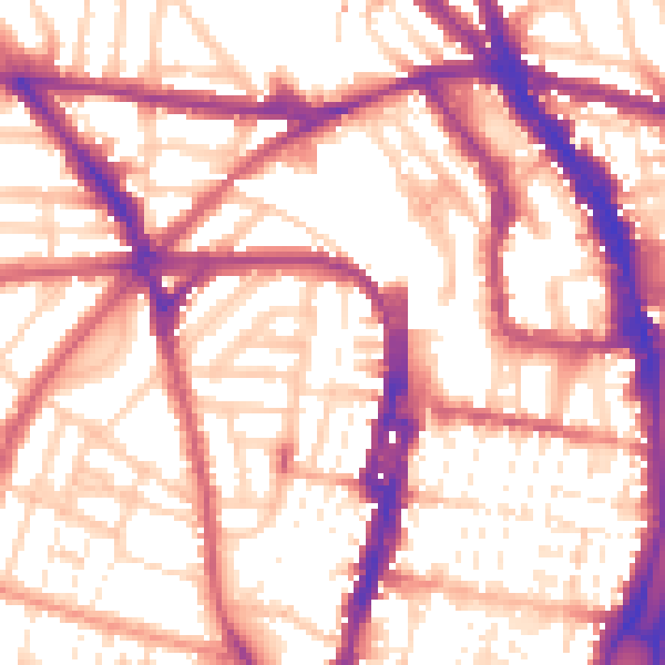 Daytime road noise heatmap for BN1 3PH