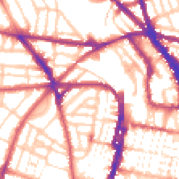 Daytime road noise heatmap for BN1 3PL