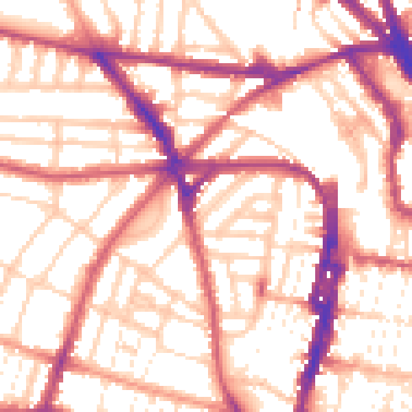 Daytime road noise heatmap for BN1 3PP
