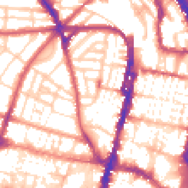 Daytime road noise heatmap for BN1 3RA