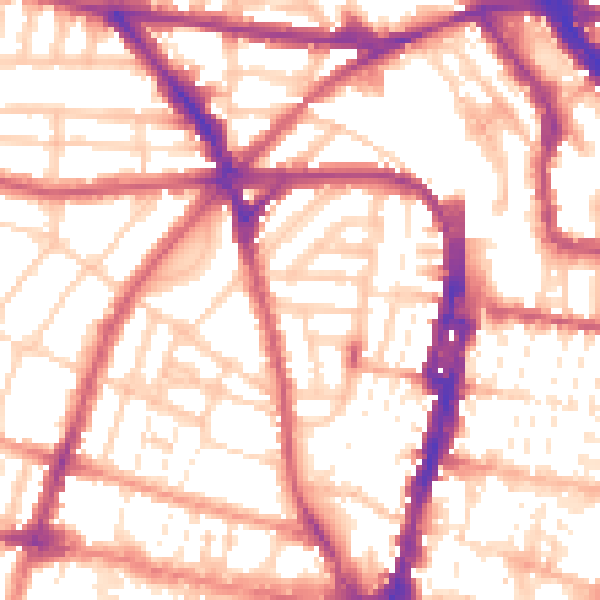 Daytime road noise heatmap for BN1 3RL