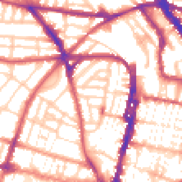 Daytime road noise heatmap for BN1 3SU