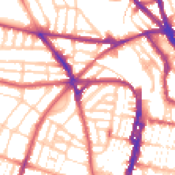 Daytime road noise heatmap for BN1 3TA