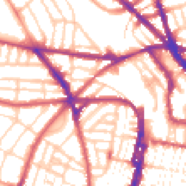 Daytime road noise heatmap for BN1 3TB