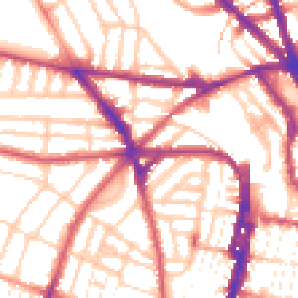 Daytime road noise heatmap for BN1 3TD
