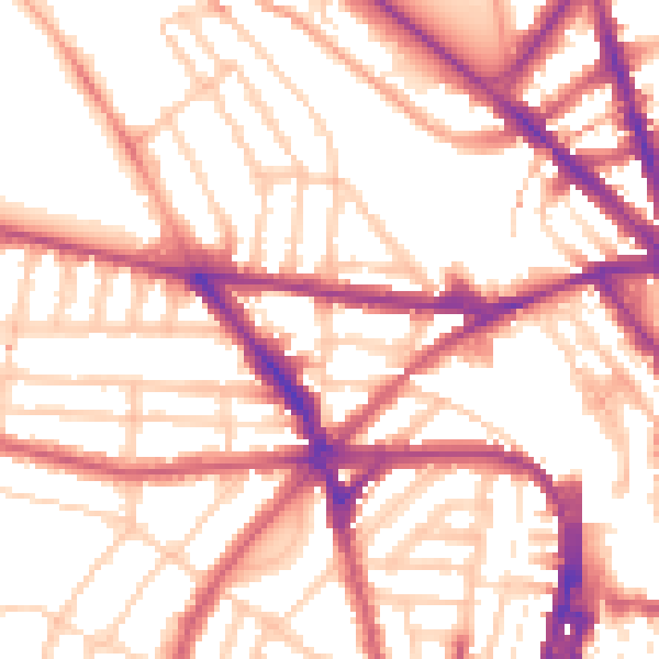 Daytime road noise heatmap for BN1 3TL