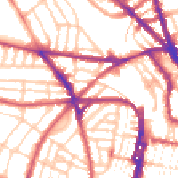 Daytime road noise heatmap for BN1 3TP