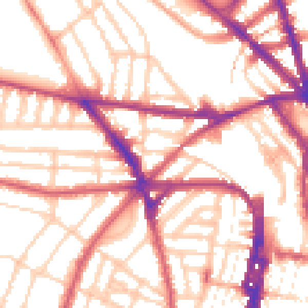 Daytime road noise heatmap for BN1 3TR