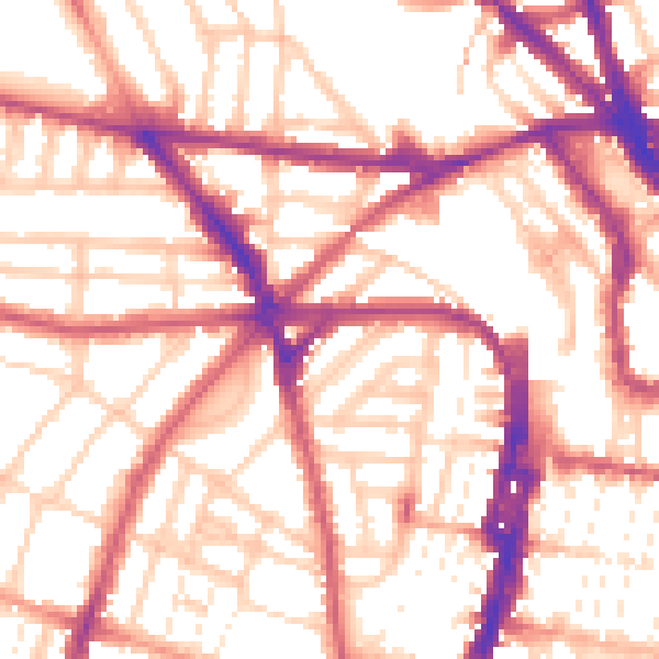 Daytime road noise heatmap for BN1 3TW