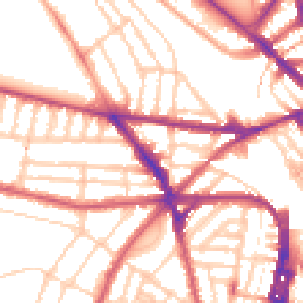 Daytime road noise heatmap for BN1 3TX