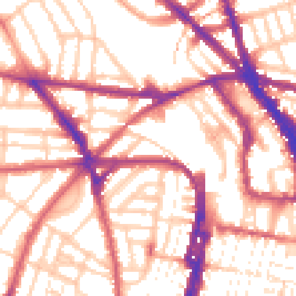 Daytime road noise heatmap for BN1 3UF
