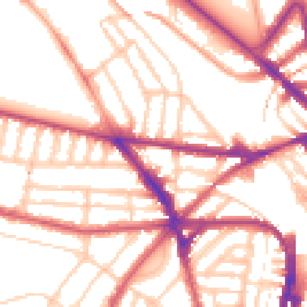 Daytime road noise heatmap for BN1 3UG