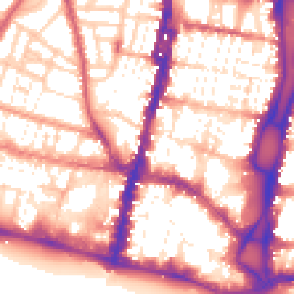 Daytime road noise heatmap for BN1 3WB