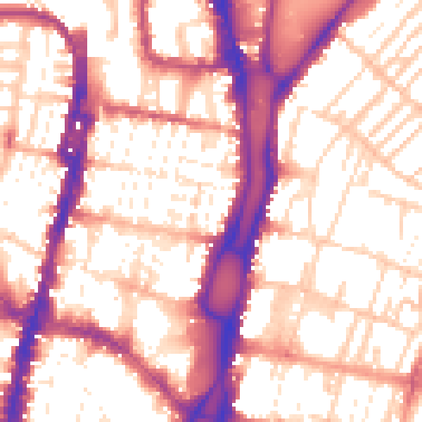 Daytime road noise heatmap for BN1 4AB