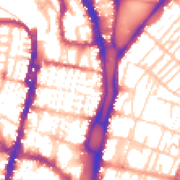 Daytime road noise heatmap for BN1 4AS