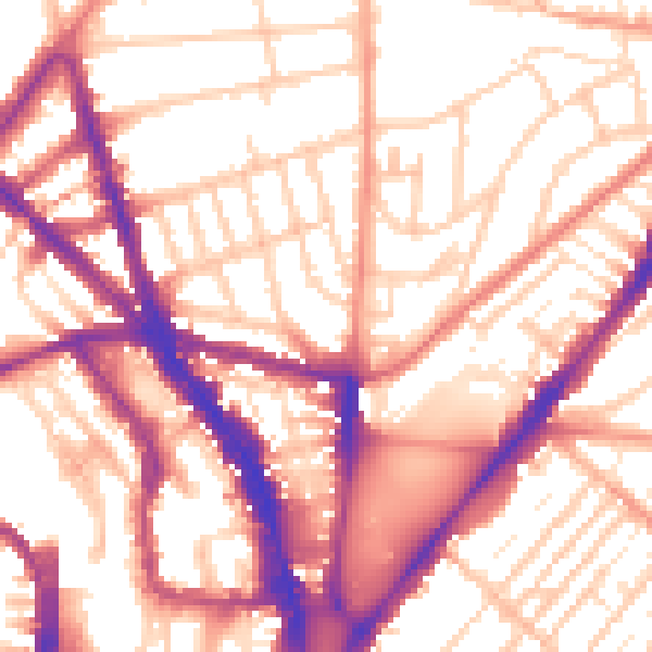 Daytime road noise heatmap for BN1 4BL