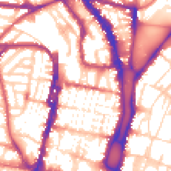 Daytime road noise heatmap for BN1 4BP