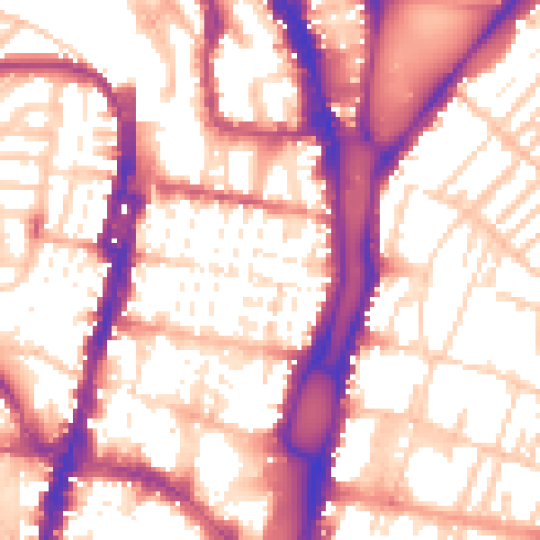 Daytime road noise heatmap for BN1 4BW