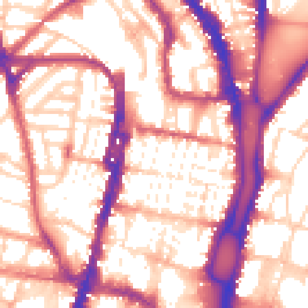 Daytime road noise heatmap for BN1 4EF