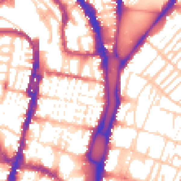 Daytime road noise heatmap for BN1 4ET