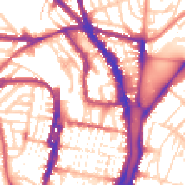 Daytime road noise heatmap for BN1 4GJ