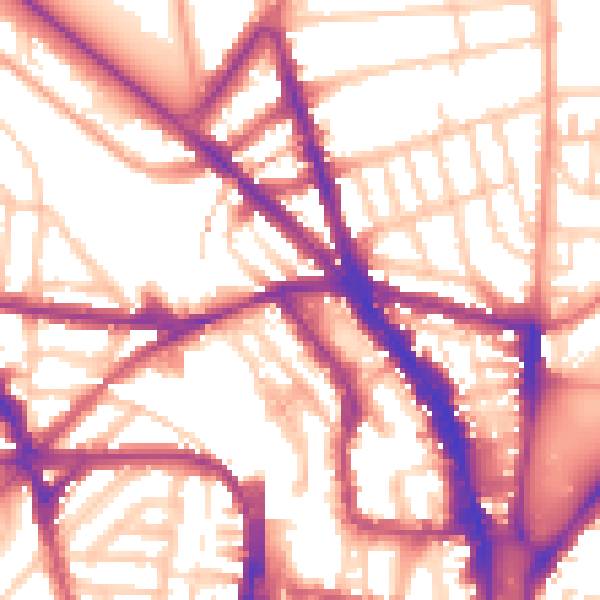 Daytime road noise heatmap for BN1 4GW
